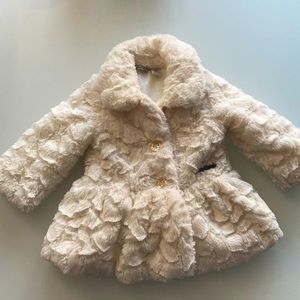 Calvin Klein Baby Girls Embossed Faux Fur Coat